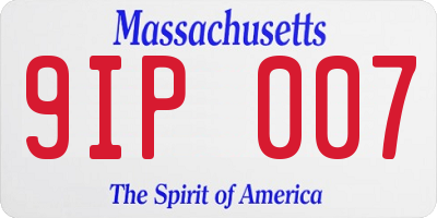 MA license plate 9IP007