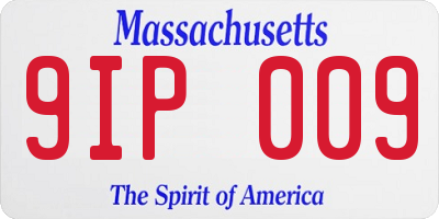 MA license plate 9IP009