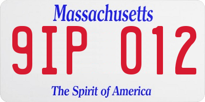 MA license plate 9IP012
