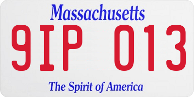MA license plate 9IP013