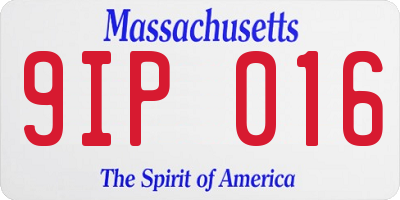 MA license plate 9IP016