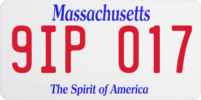 MA license plate 9IP017