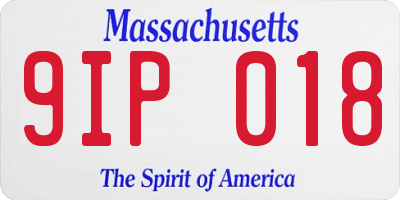 MA license plate 9IP018