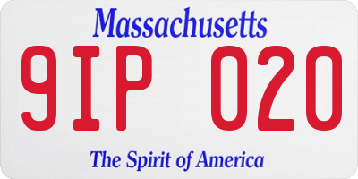MA license plate 9IP020
