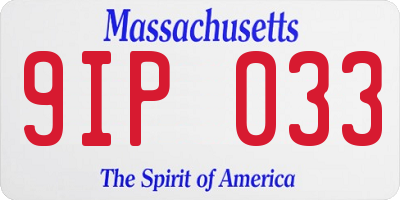 MA license plate 9IP033