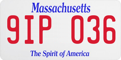 MA license plate 9IP036