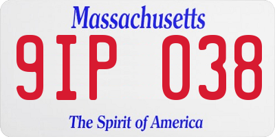 MA license plate 9IP038