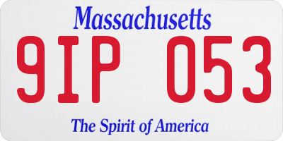 MA license plate 9IP053