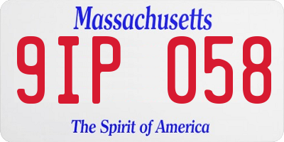 MA license plate 9IP058