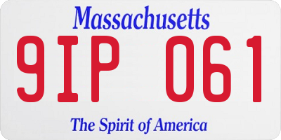 MA license plate 9IP061