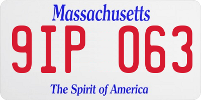 MA license plate 9IP063