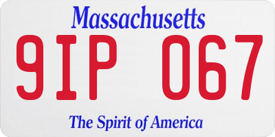 MA license plate 9IP067