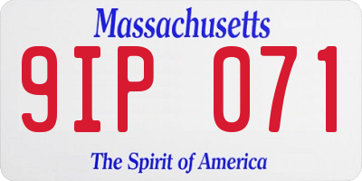 MA license plate 9IP071