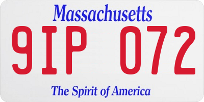 MA license plate 9IP072