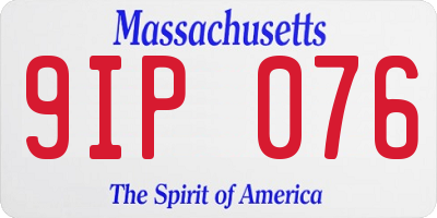 MA license plate 9IP076