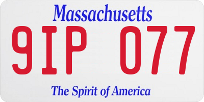 MA license plate 9IP077