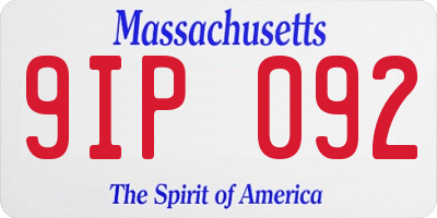 MA license plate 9IP092