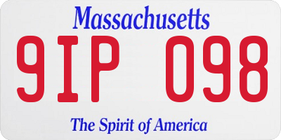 MA license plate 9IP098