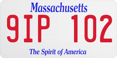 MA license plate 9IP102