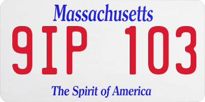 MA license plate 9IP103