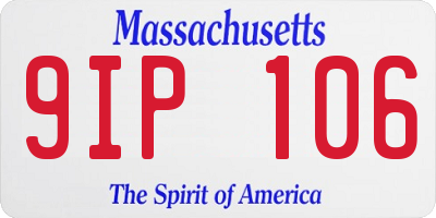 MA license plate 9IP106
