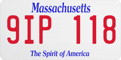 MA license plate 9IP118