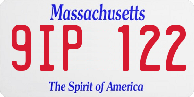 MA license plate 9IP122