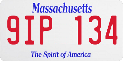 MA license plate 9IP134