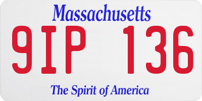 MA license plate 9IP136