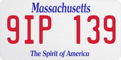 MA license plate 9IP139