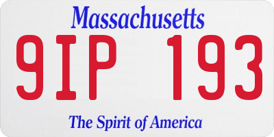 MA license plate 9IP193