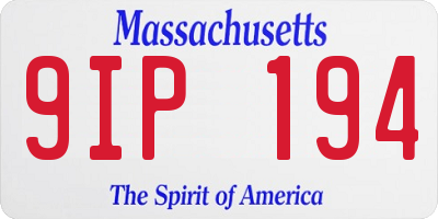 MA license plate 9IP194