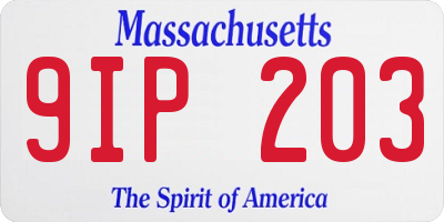 MA license plate 9IP203