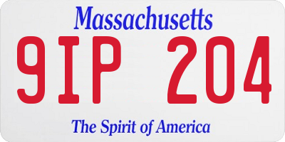 MA license plate 9IP204