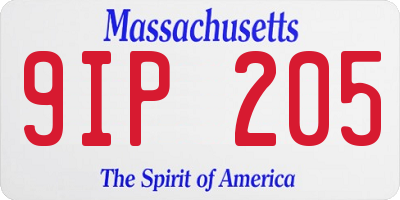 MA license plate 9IP205