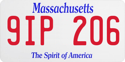 MA license plate 9IP206