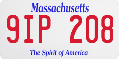 MA license plate 9IP208