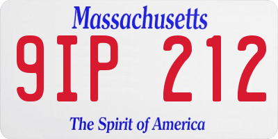 MA license plate 9IP212
