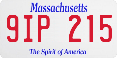 MA license plate 9IP215