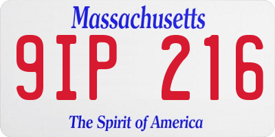 MA license plate 9IP216
