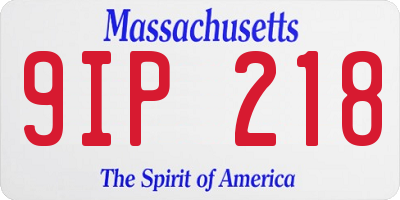 MA license plate 9IP218