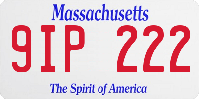MA license plate 9IP222
