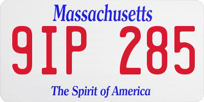 MA license plate 9IP285