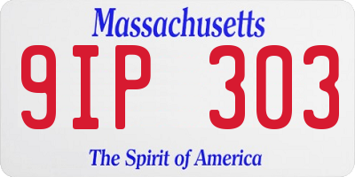 MA license plate 9IP303