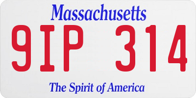 MA license plate 9IP314