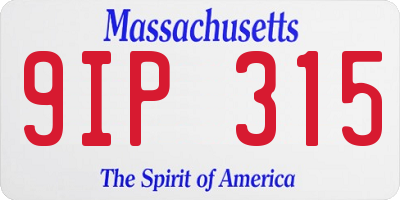 MA license plate 9IP315