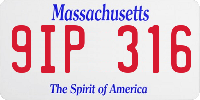 MA license plate 9IP316