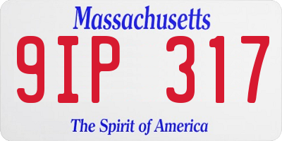 MA license plate 9IP317