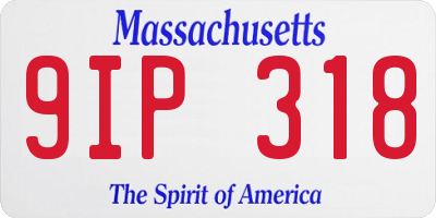 MA license plate 9IP318