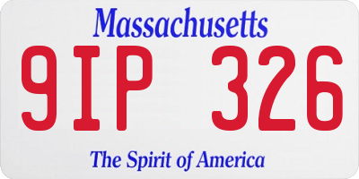 MA license plate 9IP326